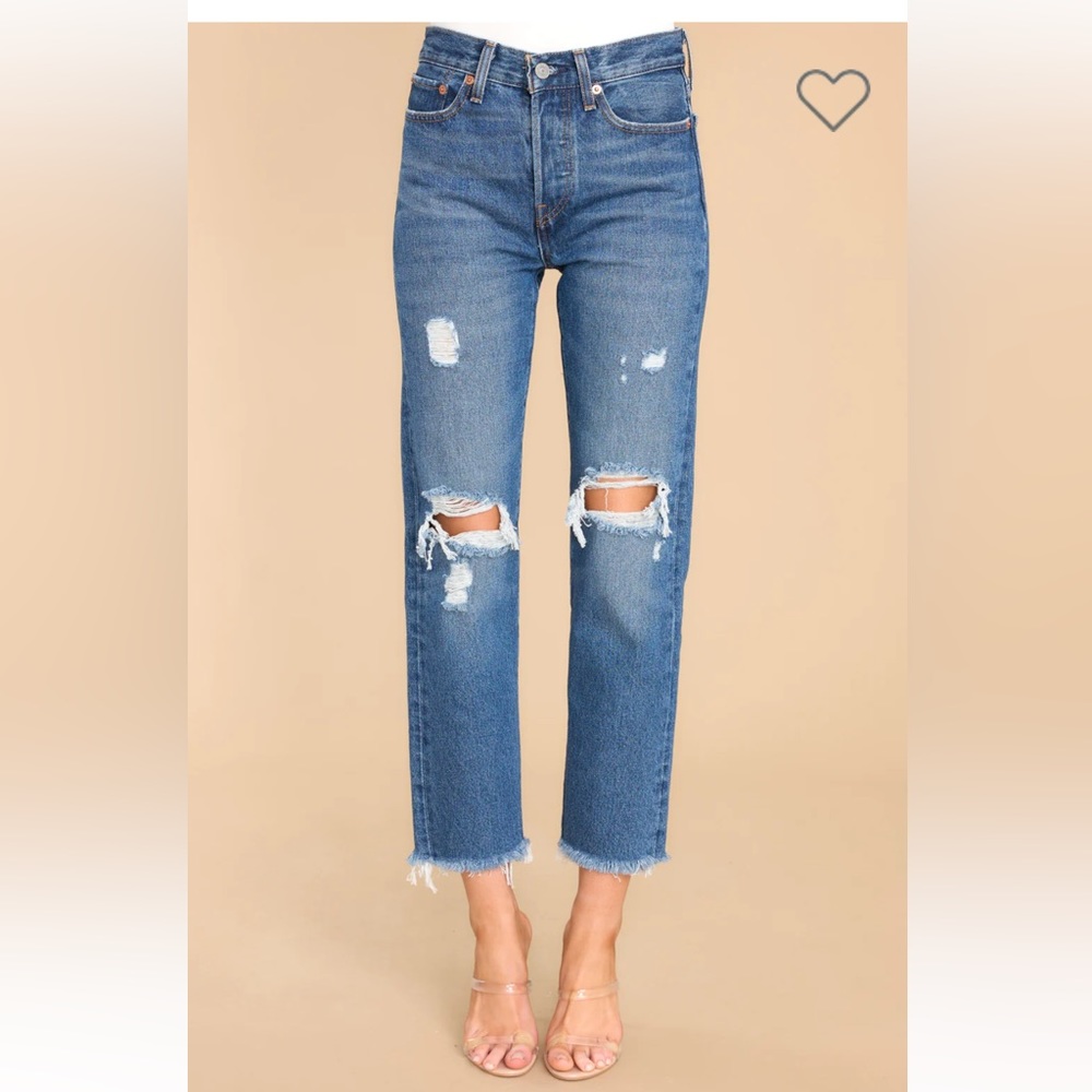 Levi’s Wedgie Straight Fit Destructed Medium Indigo Jeans